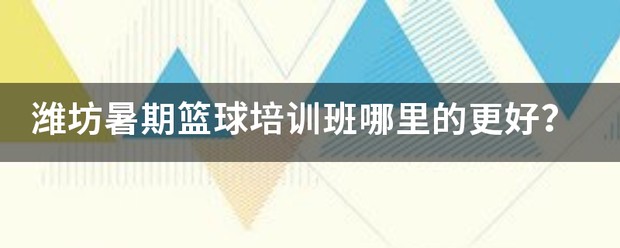 潍坊篮球训练营哪家好
